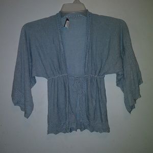 Marcian blue sparkly cardigan festival eyelets XS
